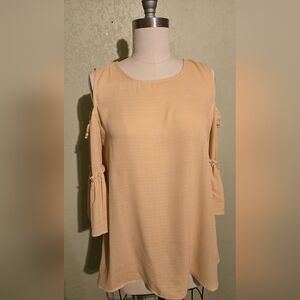 Mittoshop Buttery Yellow Cold Shoulder Blouse Size Large